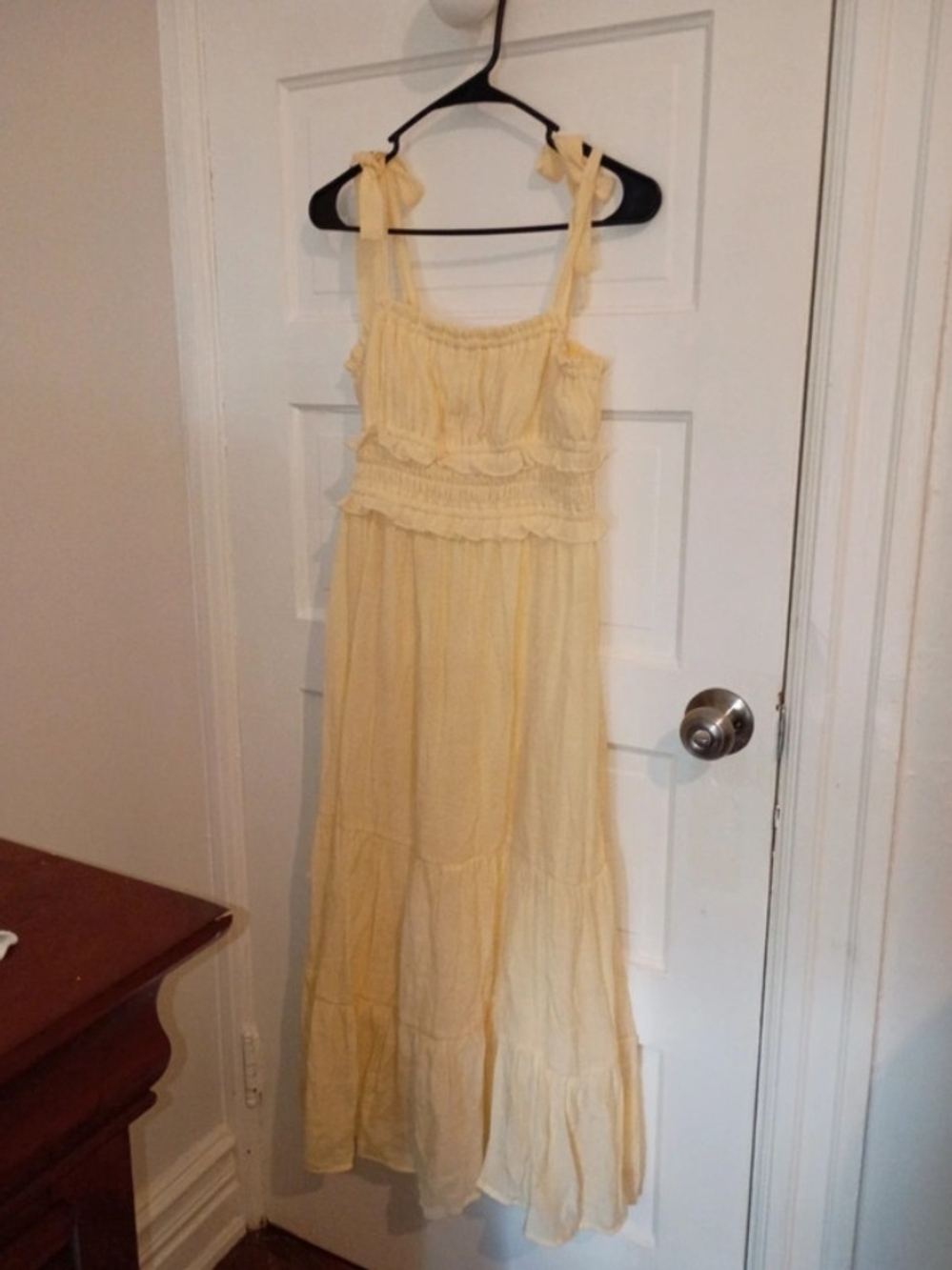 Sunshine Yellow Tie-Shoulder Ruffled Maxi Dress